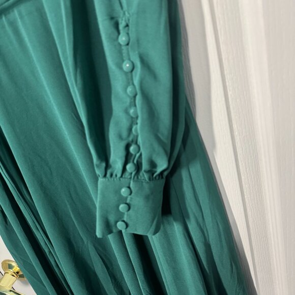 New Lulu's My Whole Heart Emerald Green Long Sleeve Wrap Dress Size Large - Picture 7 of 8